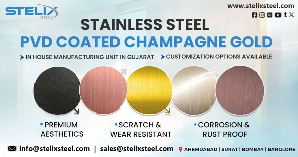 Stainless Steel PVD Coated Champagne Gold